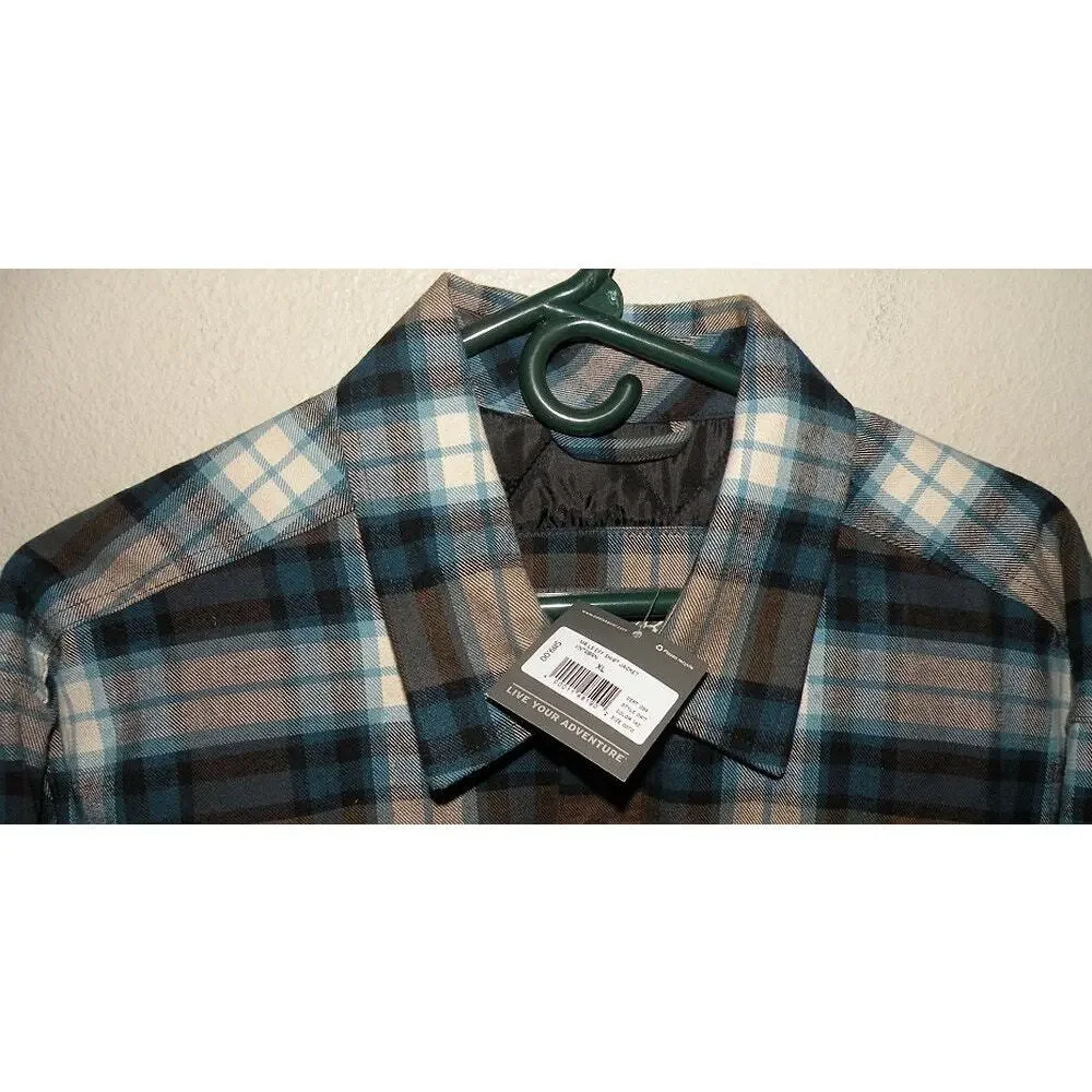 Eddie Bauer Mens XL Flannel Quilted Insulated Jacket Shacket Brwn/Blue Plaid NWT